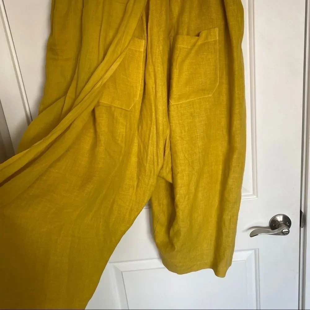 NWOT Banana Blue Aliana Linen Mustard Yellow Pants - Picture 10 of 12